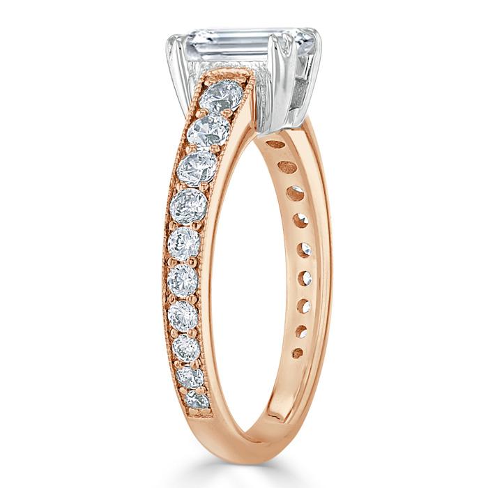 0.75 CT Emerald Cut Solitaire Moissanite Engagement Ring - crownmoissanite