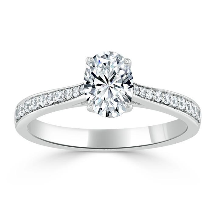 0.94 CT Oval Shaped Moissanite Solitaire Engagement Ring - crownmoissanite