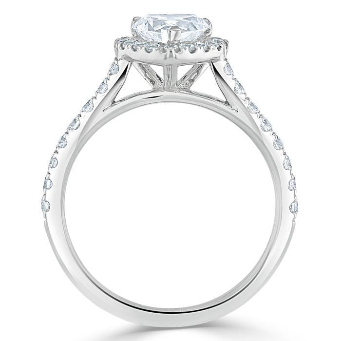1.0 CT Heart Shaped Moissanite Halo Engagement Ring - crownmoissanite