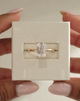 3.0 CT Emerald Cut Moissanite Hidden Halo Engagement Ring