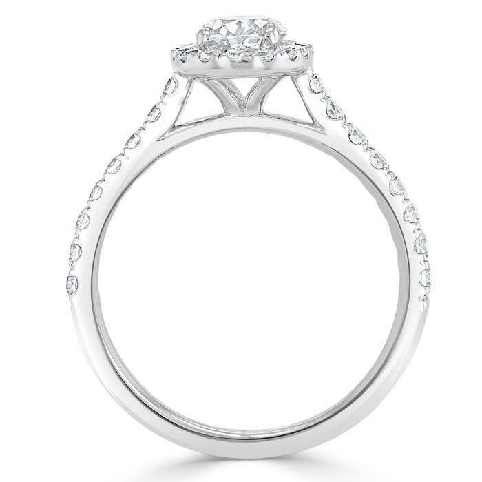 0.94 CT Oval Shaped Moissanite Halo Engagement Ring - crownmoissanite