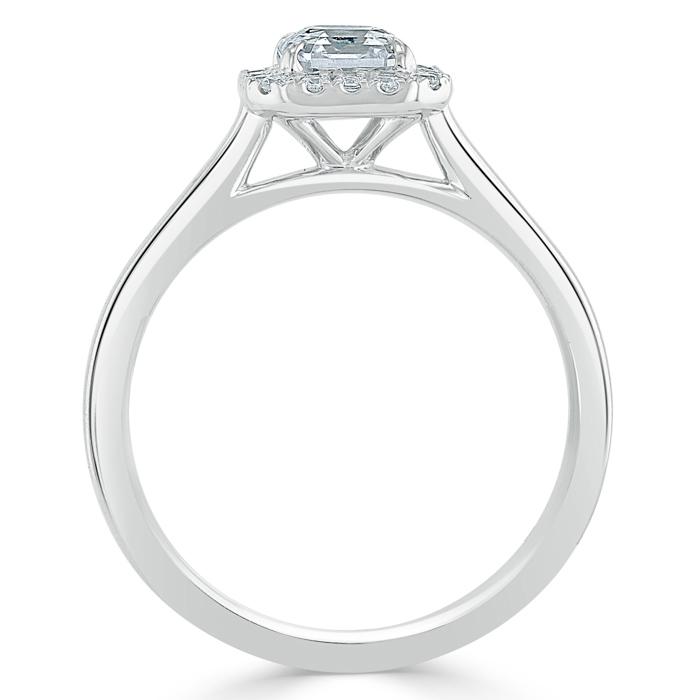 0.75 CT Asscher Cut Halo Moissanite Engagement Ring - crownmoissanite