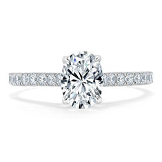 0.94 CT Oval Cut Solitaire Moissanite Engagement Ring With Pave Setting - crownmoissanite