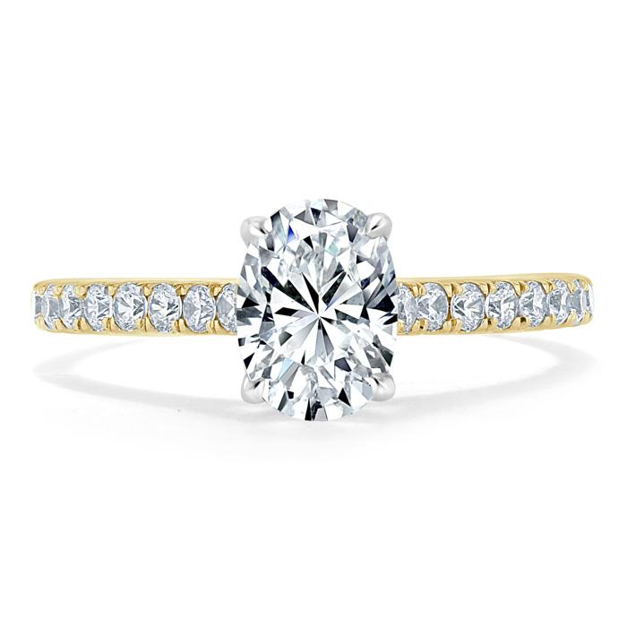 0.94 CT Oval Cut Solitaire Moissanite Engagement Ring With Pave Setting - crownmoissanite