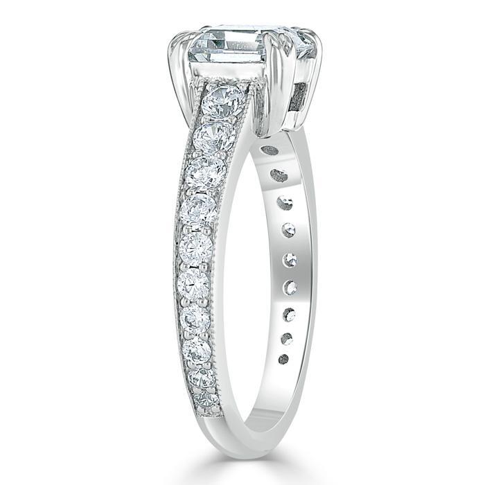 1.5 CT Cushion Cut Solitaire Channel Pave Moissanite Engagement Ring - crownmoissanite