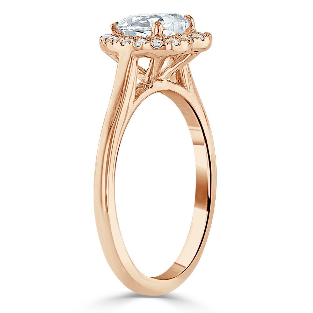 1.0 CT Heart Cut Halo Moissanite Engagement Ring - crownmoissanite