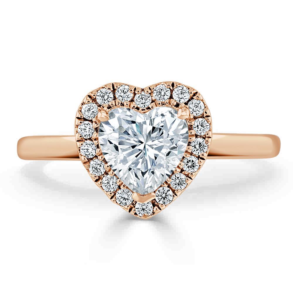 1.0 CT Heart Cut Halo Moissanite Engagement Ring - crownmoissanite