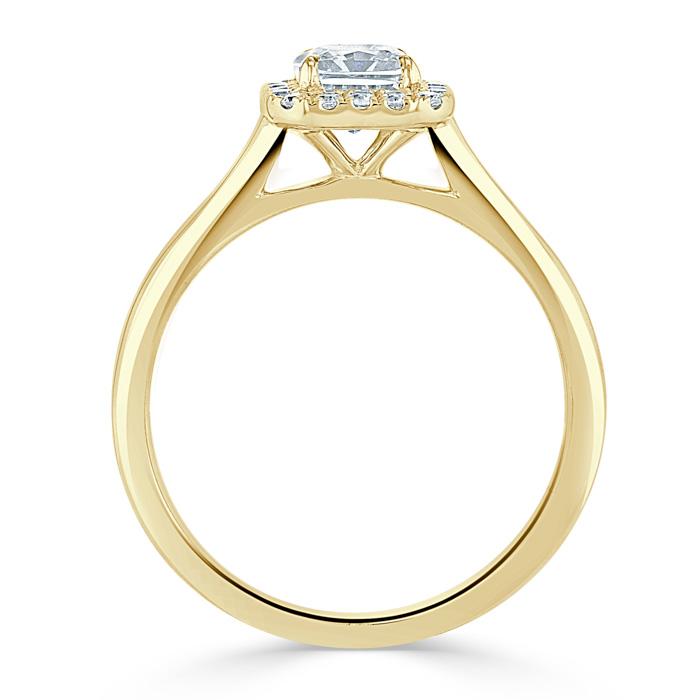 1.0 CT Radiant Cut Halo Moissanite Engagement Ring - crownmoissanite
