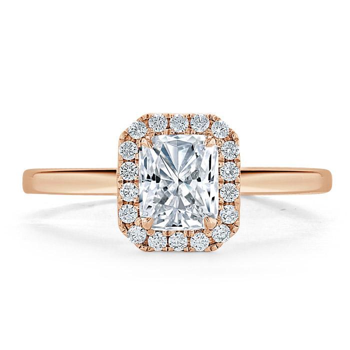 1.0 CT Radiant Cut Halo Moissanite Engagement Ring - crownmoissanite