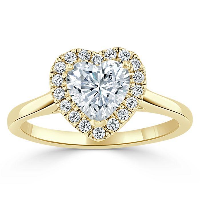 1.0 CT Heart Cut Halo Moissanite Engagement Ring - crownmoissanite