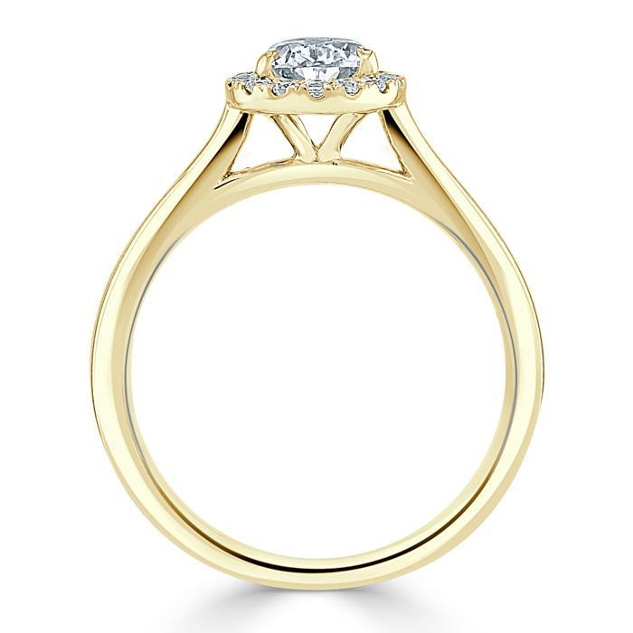 1.0 CT Pear Cut Halo Moissanite Engagement Ring - crownmoissanite
