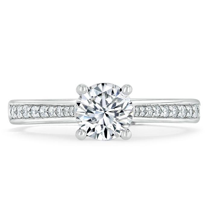 0.75 CT Round Cut Solitaire Moissanite Engagement Ring With Channel Setting - crownmoissanite