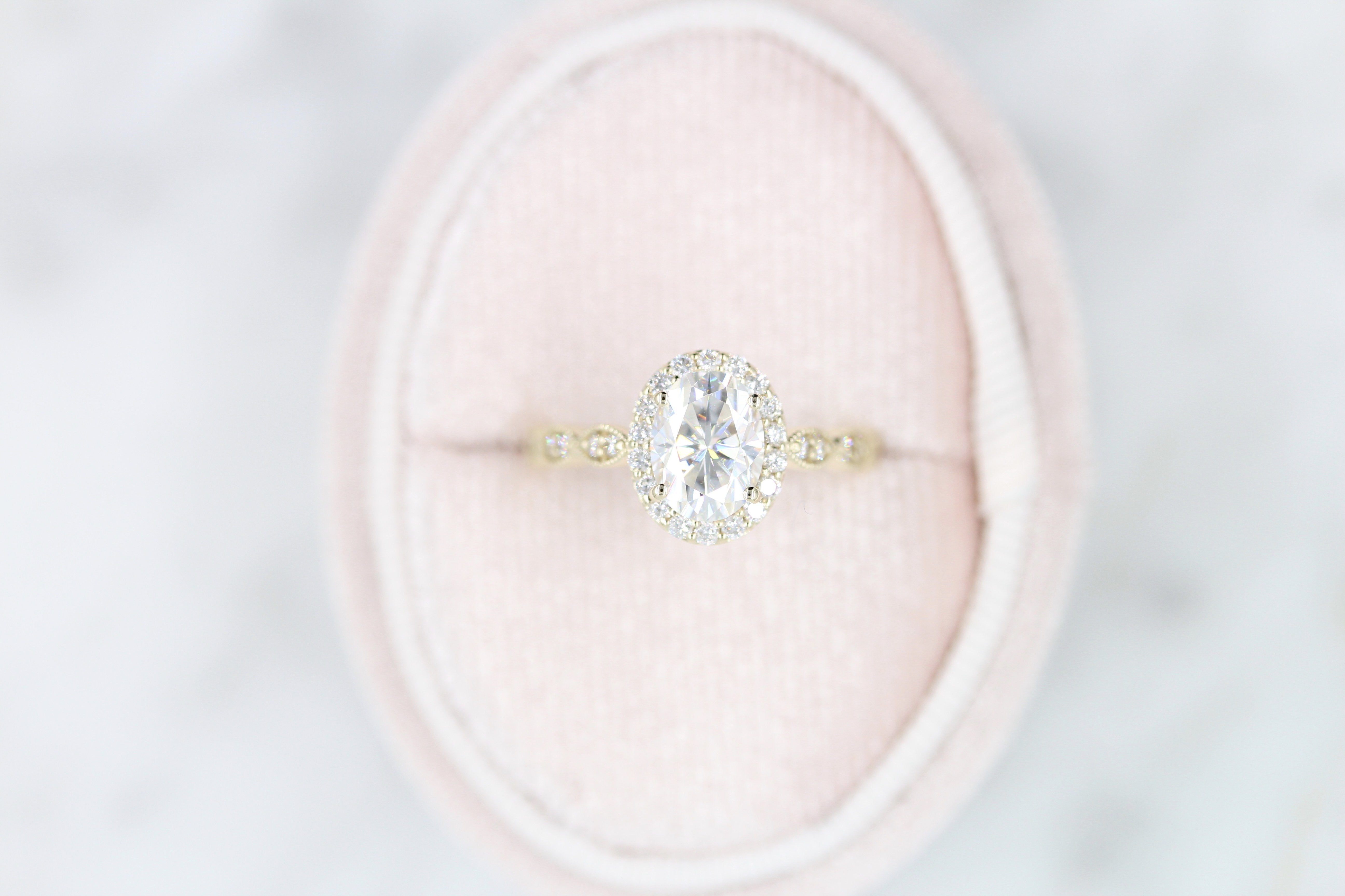 1.33 CT Oval Shaped Moissanite Halo Engagement Ring - crownmoissanite