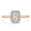 0.75 CT Emerald Cut Halo Moissanite Engagement Ring - crownmoissanite