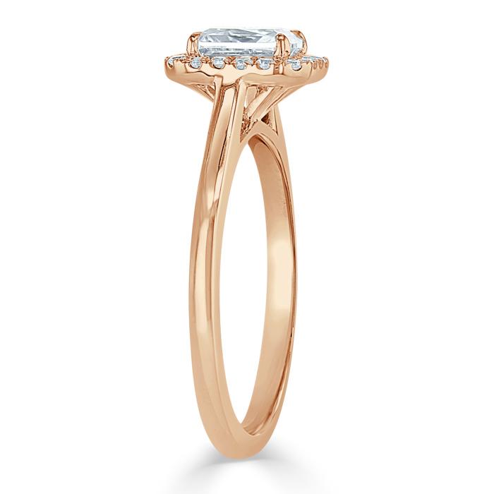 1.0 CT Radiant Cut Halo Moissanite Engagement Ring - crownmoissanite