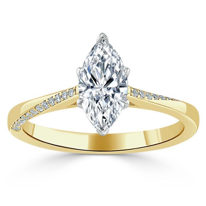 1.0 CT Marquise Shaped Moissanite Solitaire Engagement Ring - crownmoissanite