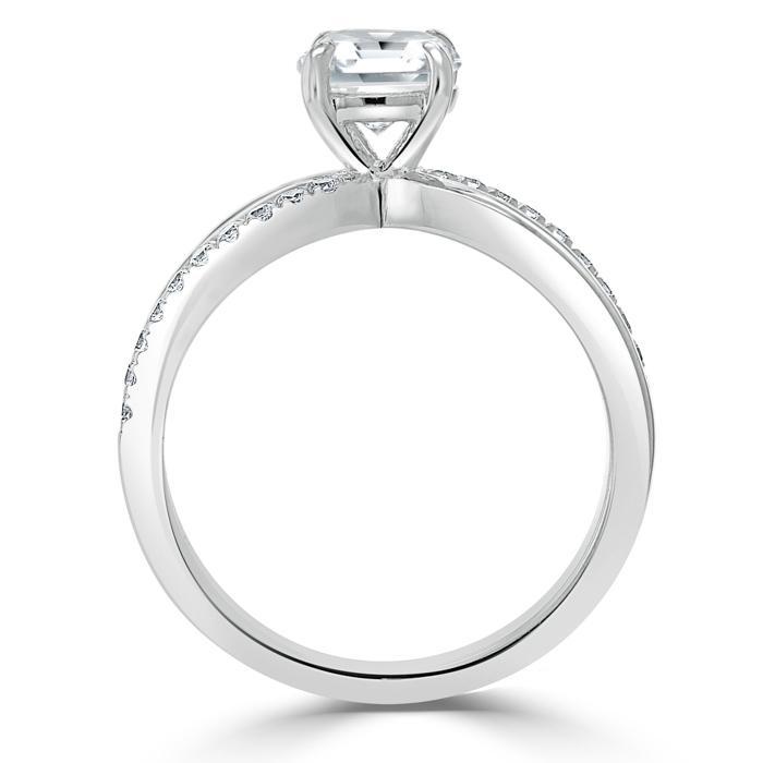 0.75 CT Asscher Cut Solitaire Split Shank Style Moissanite Engagement Ring - crownmoissanite
