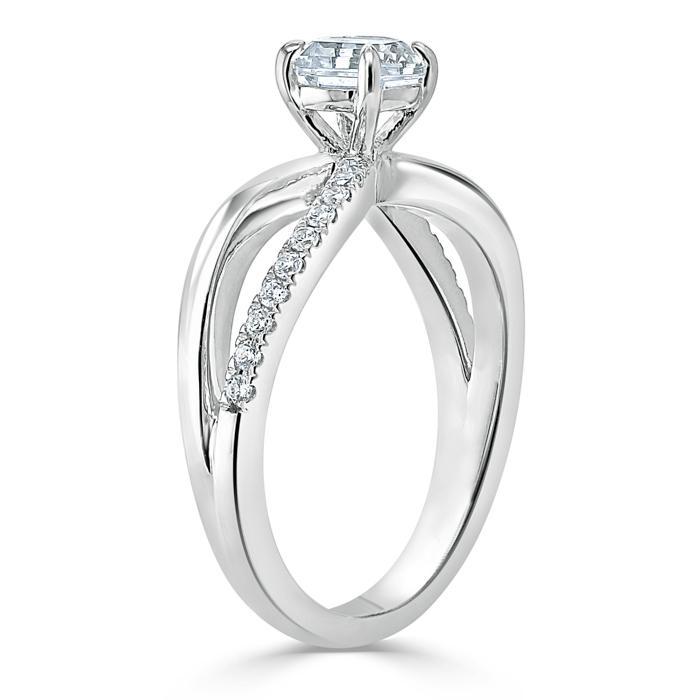 0.75 CT Asscher Shaped Moissanite Solitaire Engagement Ring - crownmoissanite