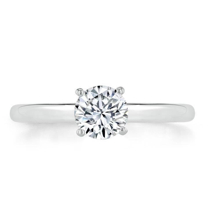 0.75 CT Round Cut Solitaire Moissanite Engagement Ring - crownmoissanite