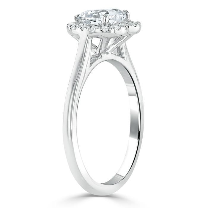 1.0 CT Heart Shaped Moissanite Halo Engagement Ring - crownmoissanite
