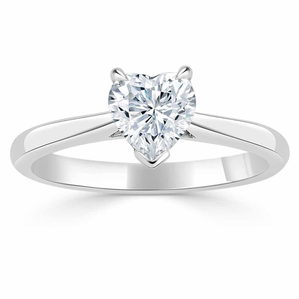 1.0 CT Heart Shaped Moissanite Solitaire Engagement Ring - crownmoissanite