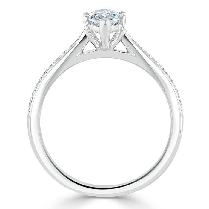 1.0 CT Marquise Cut Solitaire Channel Pave Moissanite Engagement Ring - crownmoissanite
