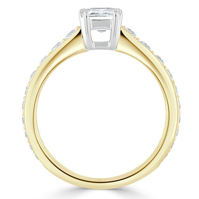 0.75 CT Emerald Shaped Moissanite Solitaire Engagement Ring - crownmoissanite