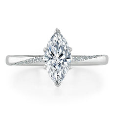 1.0 CT Marquise Shaped Moissanite Solitaire Engagement Ring - crownmoissanite