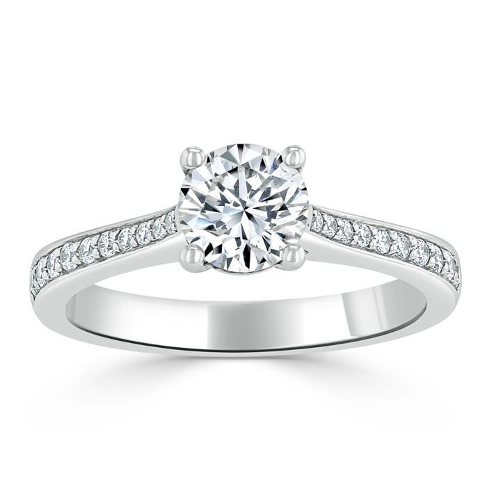 0.75 CT Round Cut Solitaire Moissanite Engagement Ring With Channel Setting - crownmoissanite