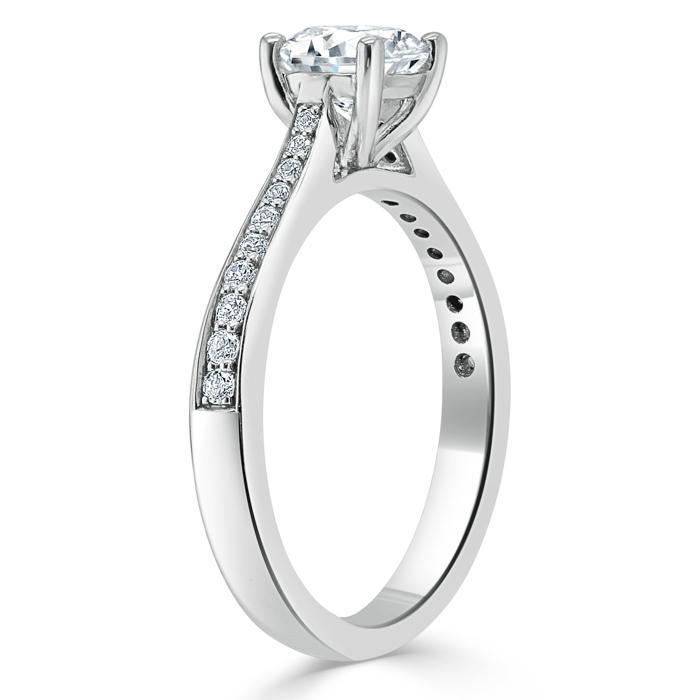 0.75 CT Round Cut Solitaire Moissanite Engagement Ring With Channel Setting - crownmoissanite