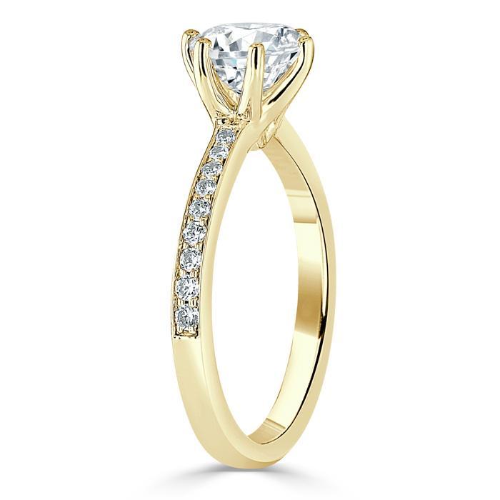 0.75 CT Round Cut Solitaire Moissanite Engagement Ring With Channel Setting - crownmoissanite