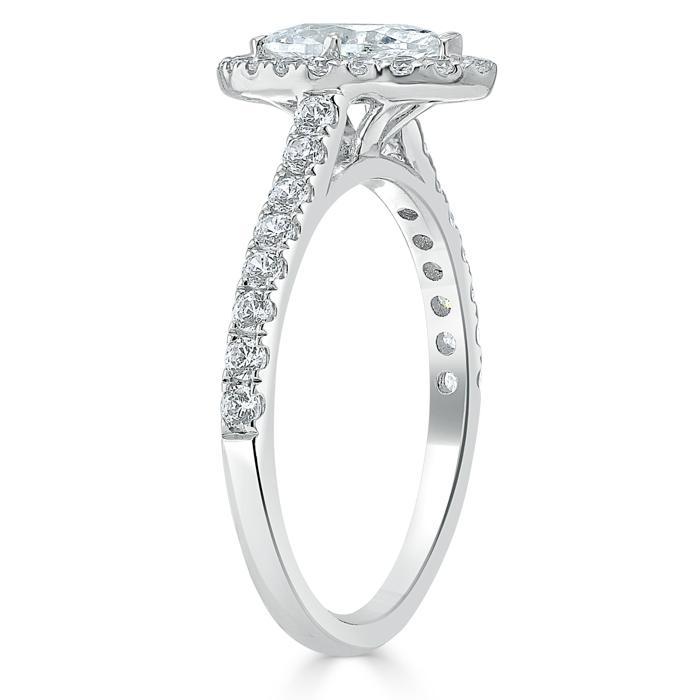 1.0 CT Marquise Cut Halo Moissanite Engagement Ring With Pave Setting - crownmoissanite
