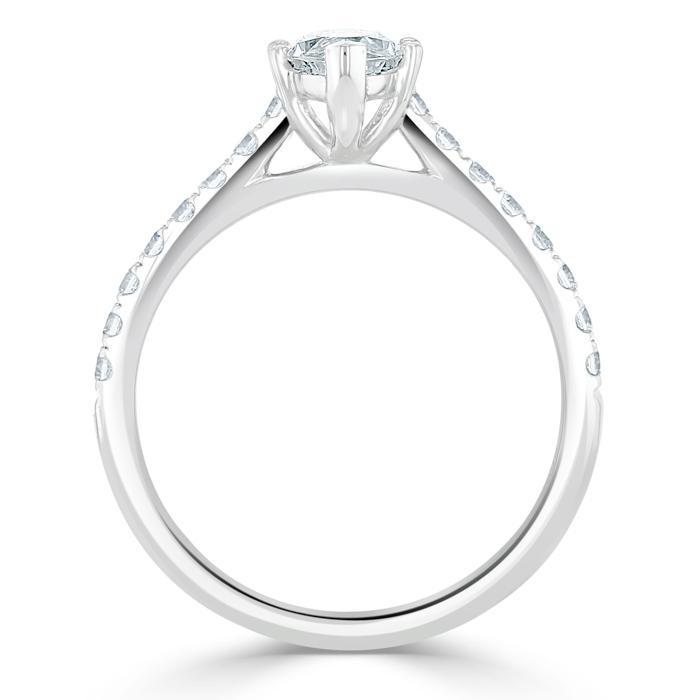 1.0 CT Marquise Cut Solitaire Pave Moissanite Engagement Ring - crownmoissanite