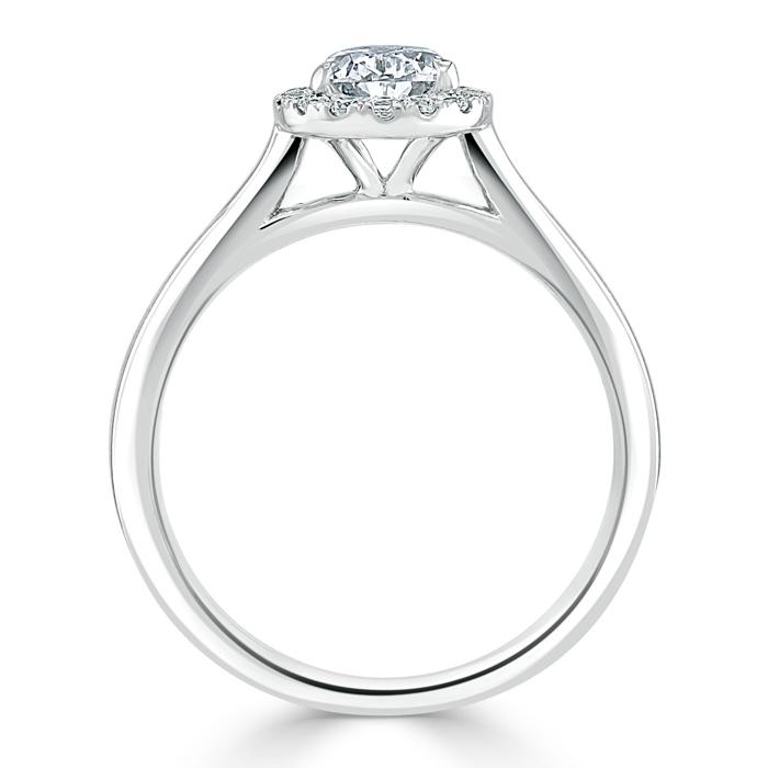 1.0 CT Pear Cut Halo Moissanite Engagement Ring - crownmoissanite