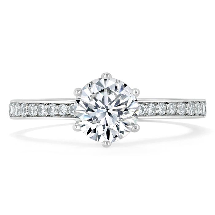0.75 CT Round Cut Solitaire Moissanite Engagement Ring With Channel Setting - crownmoissanite