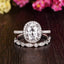 1.50 CT Oval Shaped Moissanite Halo Bridal Ring Set - crownmoissanite