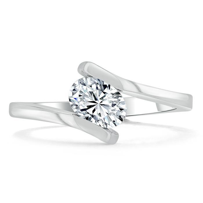 0.75 CT Oval Shaped Moissanite Bypass Setting Engagement Ring - crownmoissanite