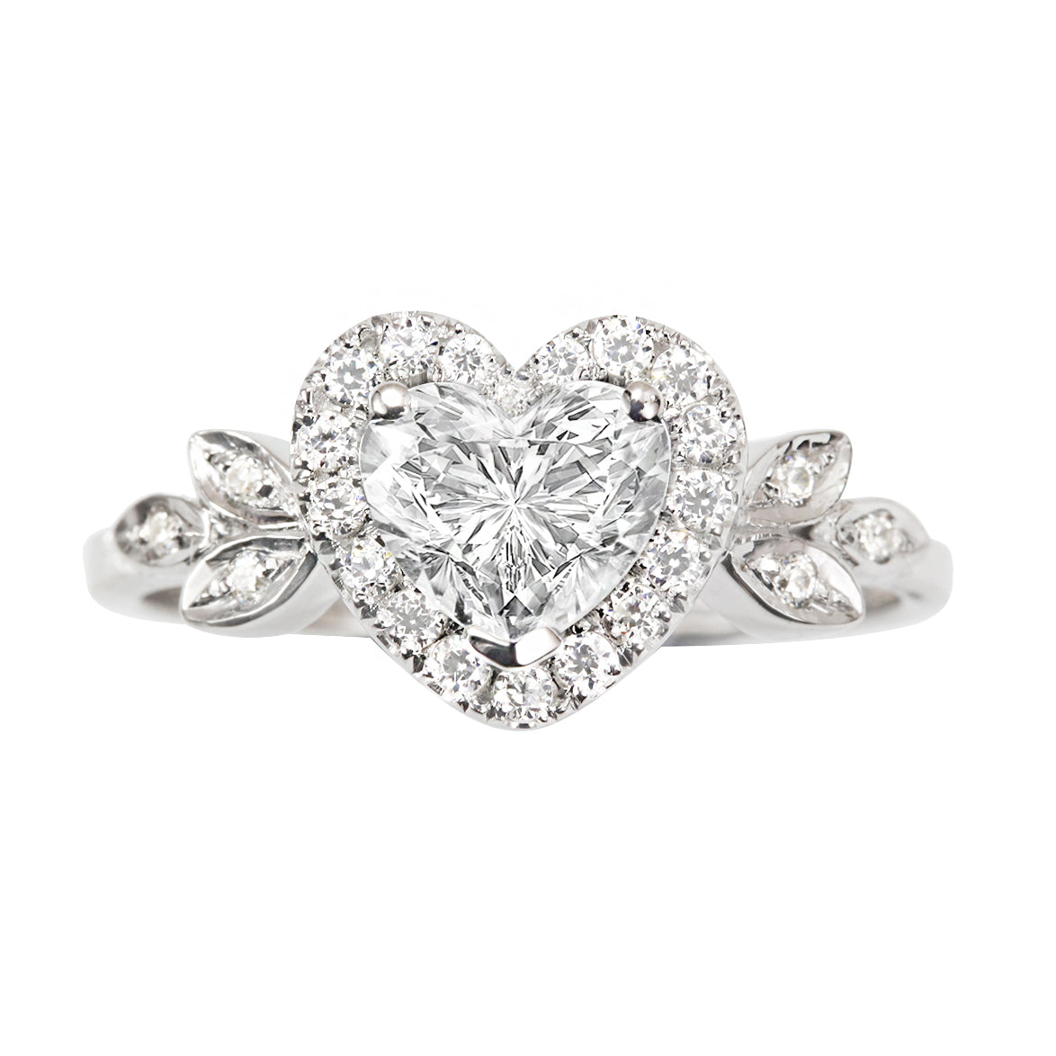1.20 CT Heart Cut Halo Style Moissanite Bridal Ring Set