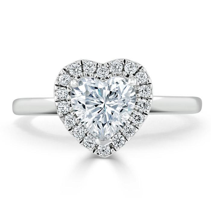 1.0 CT Heart Shaped Moissanite Halo Engagement Ring - crownmoissanite