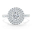 0.75 CT Round Shaped Moissanite Double Halo Engagement Ring - crownmoissanite