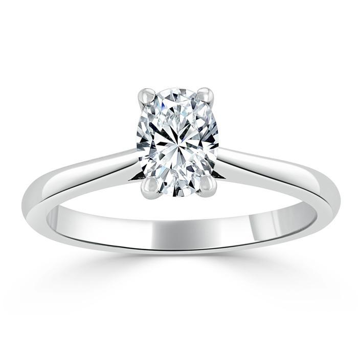 0.75 CT Oval Cut Solitaire Moissanite Engagement Ring - crownmoissanite