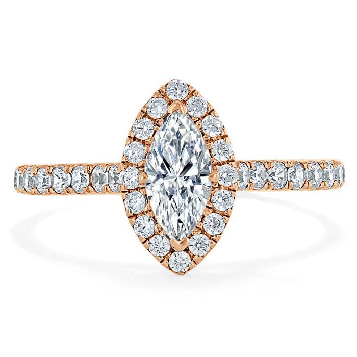 1.0 CT Marquise Shaped Moissanite Halo Engagement Ring - crownmoissanite
