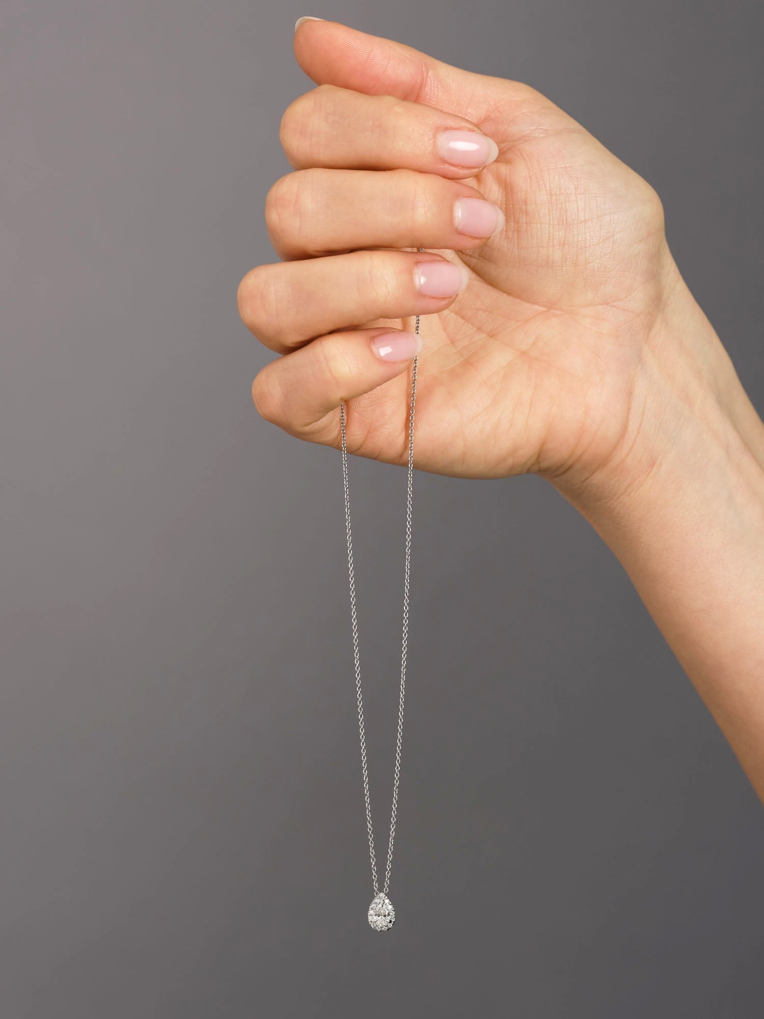 0.50 CT Pear Moissanite Diamond Halo Pendent Necklace - crownmoissanite