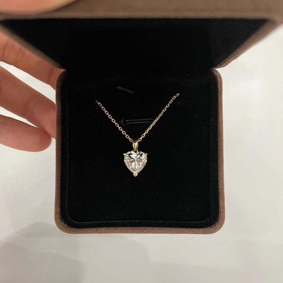 1.0 TCW Heart Moissanite Diamond Solitaire Necklace - crownmoissanite