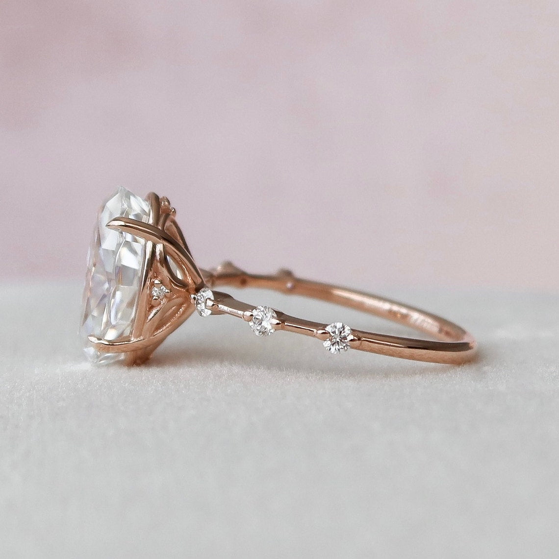 3.5 CT Oval Pave Moissanite Engagement Ring - crownmoissanite