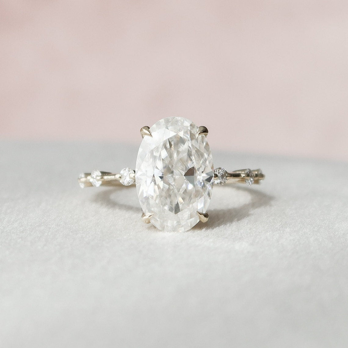 3.5 CT Oval Pave Moissanite Engagement Ring - crownmoissanite