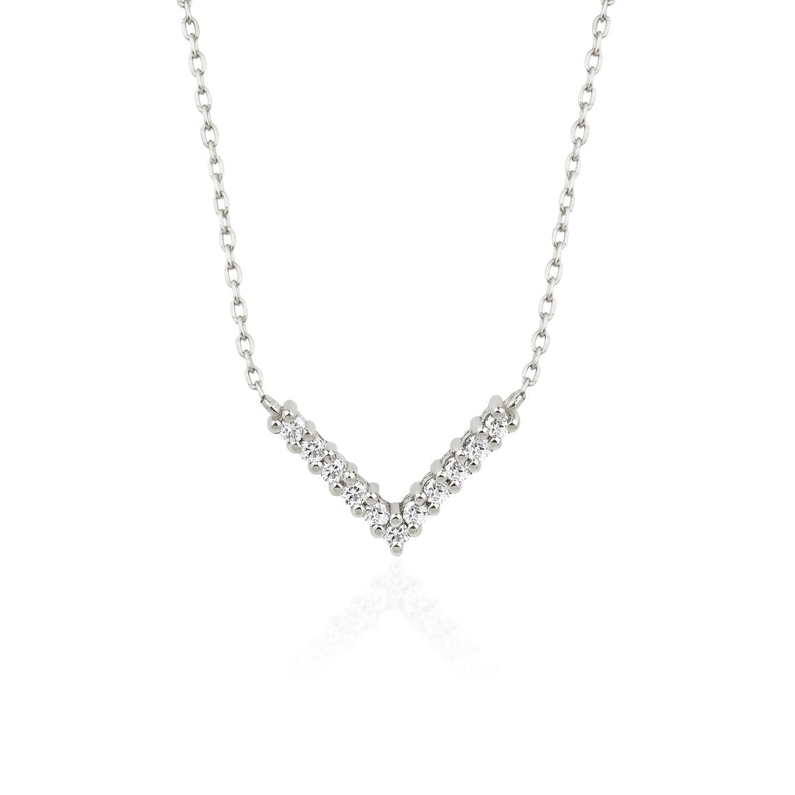 0.10 TCW Round Moissanite Diamond V Shaped Necklace - crownmoissanite