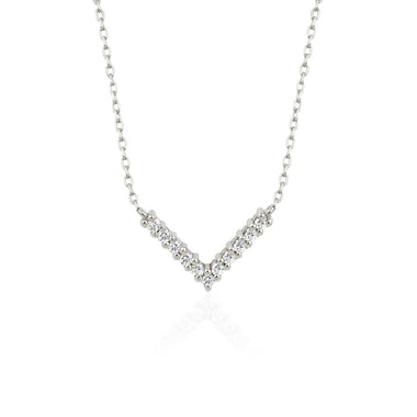 0.10 TCW Round Moissanite Diamond V Shaped Necklace - crownmoissanite