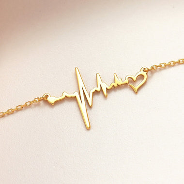 Dainty Heartbeat Necklace for Her - crownmoissanite