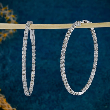 2.30 TCW Round Moissanite Diamond Hoop Earrings - crownmoissanite